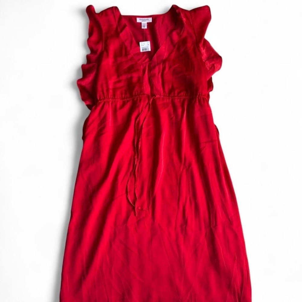 NWT - Red Maternity Motherhood Red Midi Dress w/ ruffle detail